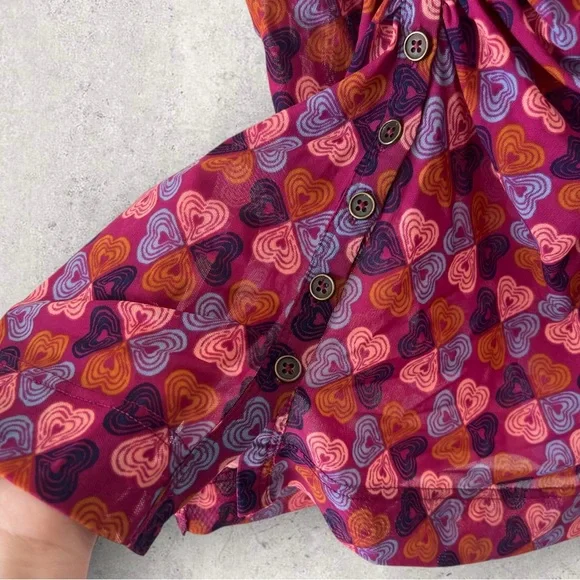 Free People Heart Patterned Mesh Collared Button Front Sleeveless Top Size XS - Picture 7 of 12